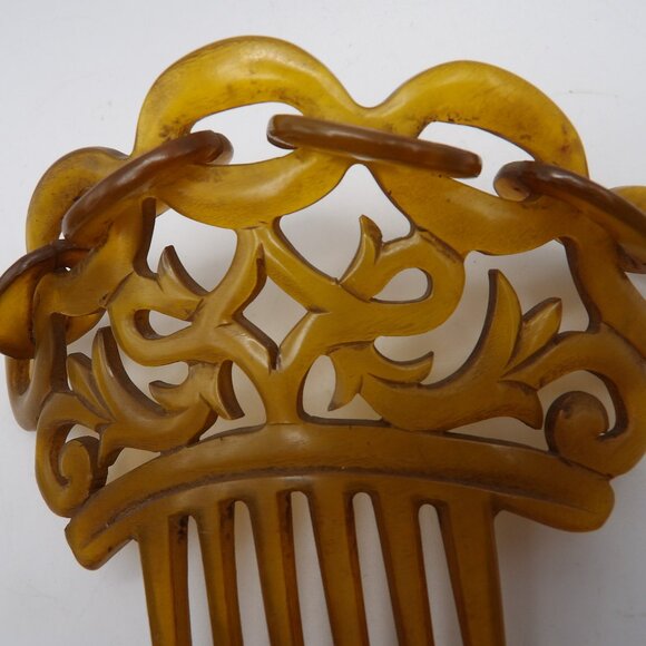 Victorian Steer Horn Hair Comb Cable Link Design